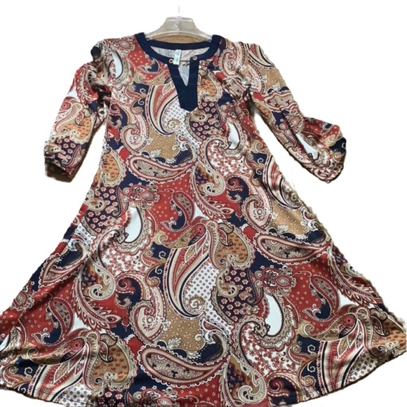 PERSEPTION CONCEPT BROWN PAISLEY PRINT DRESS EMILIO PUCCI - Picture 1 of 9